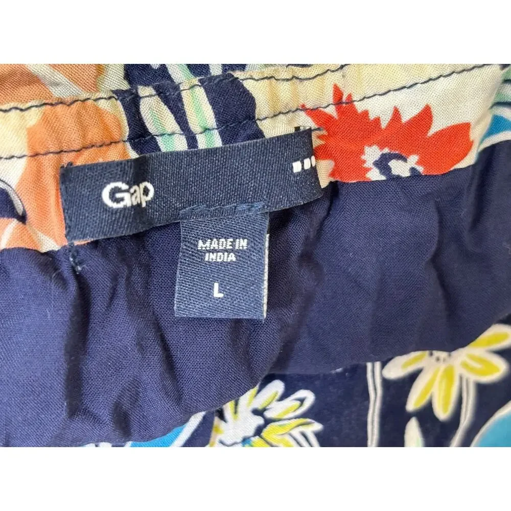 Gap Tank Dress Girls Size L Black Floral Drawstring Waist With Pockets